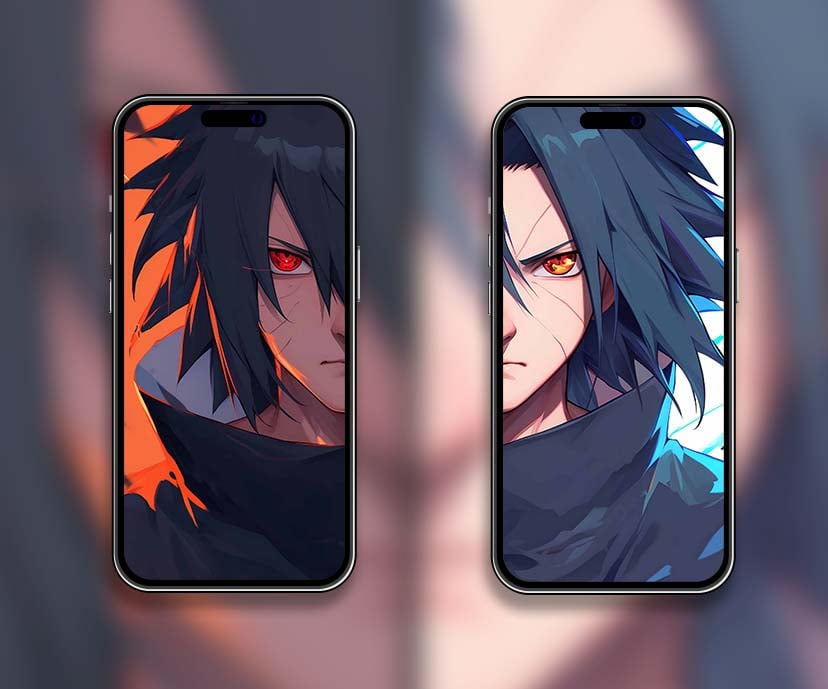 intense sasuke uchiha dual mangekyou sharingan matching wallpapers collection