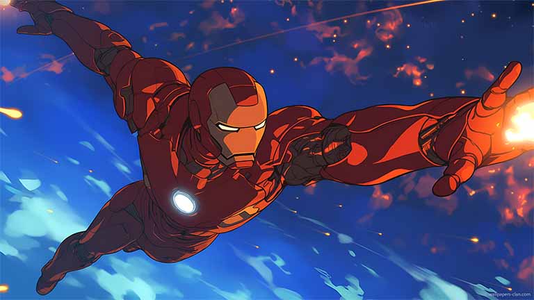 iron man flying galaxy desktop wallpaper cover
