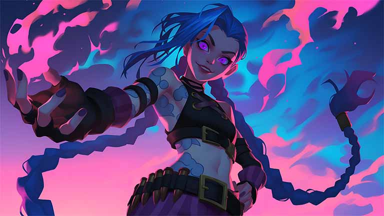 jinx arcane dark smoke stare desktop wallpaper cover