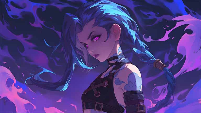 jinx arcane dramatic look smoke desktop wallpaper cover