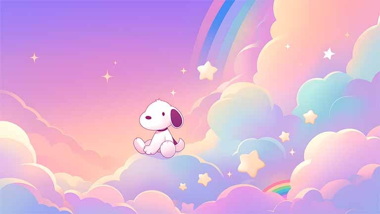 kawaii snoopy clouds and stars desktop wallpaper cover