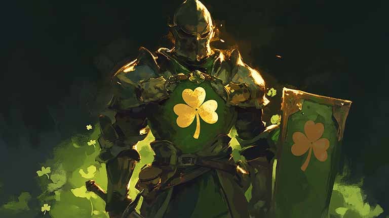 knight with clover shield st patricks day desktop wallpaper cover