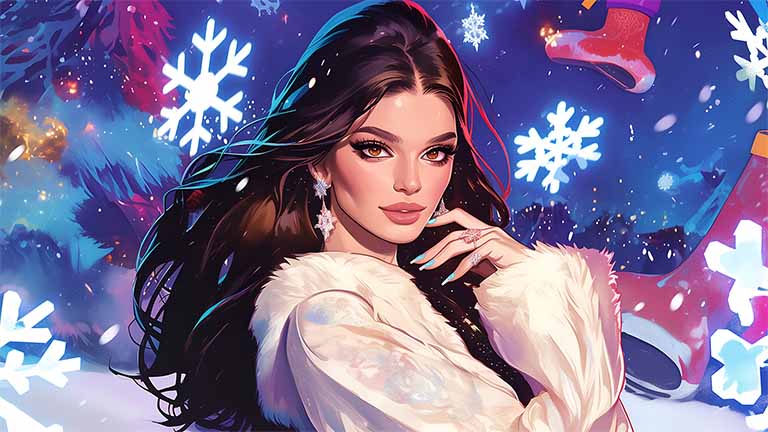 kylie winter fashion snowflakes desktop wallpaper cover