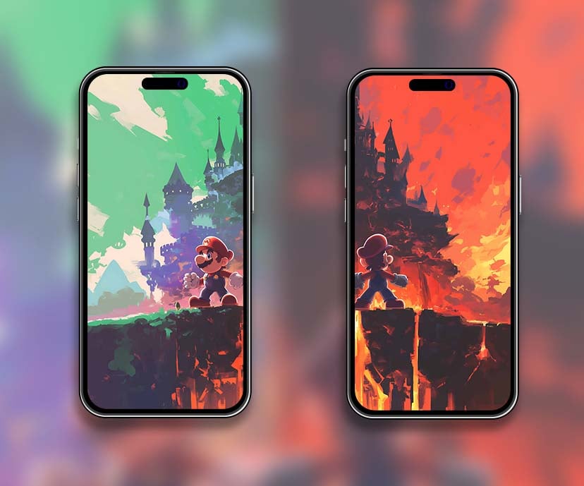 legendary battle mario & luigi castle divide matching wallpapers collection