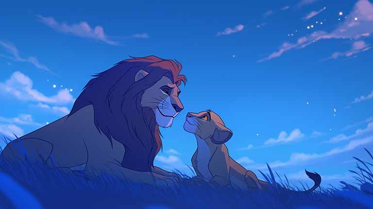 lion king mufasa simba night sky desktop wallpaper cover