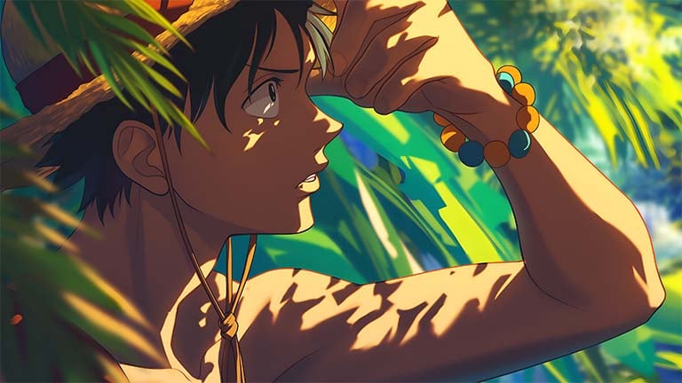 luffy one piece jungle aesthetic desktop wallpaper cover