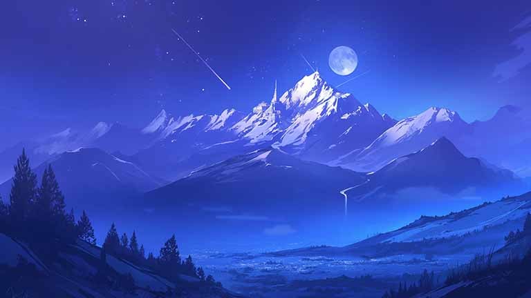 majestic mountain moonlight desktop wallpaper cover