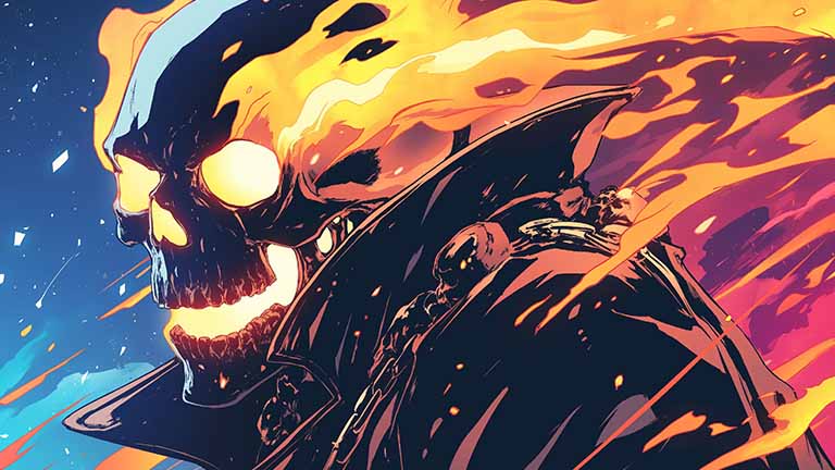 marvel ghost rider flaming skull desktop wallpaper cover