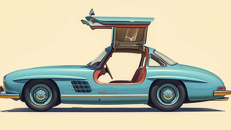 mercedes 300sl gullwing open doors desktop wallpaper cover