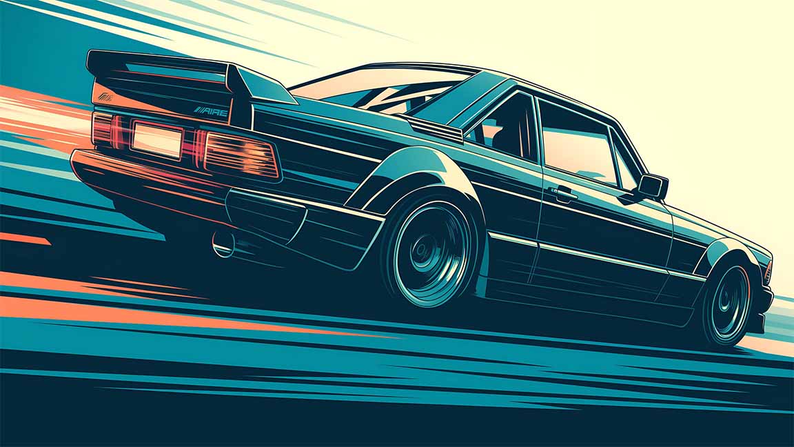 mercedes retro racing neon speed car desktop wallpaper cover