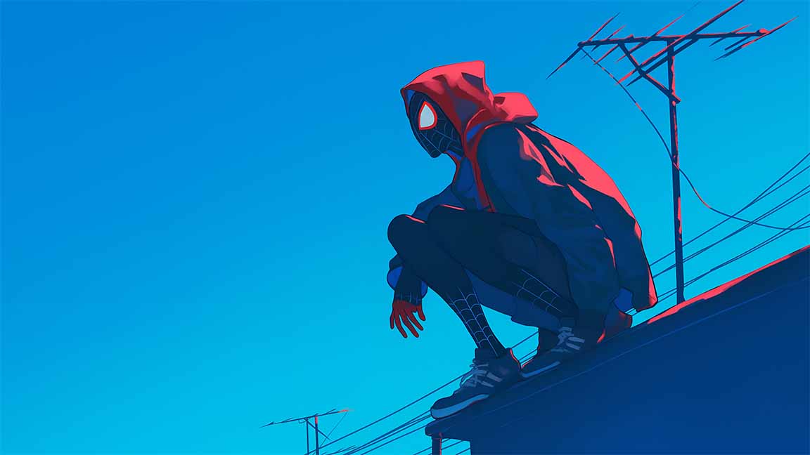 miles morales rooftop esktop wallpaper cover