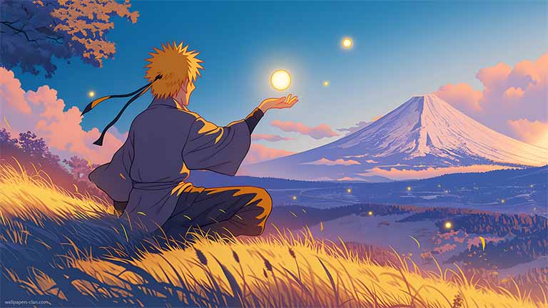 minato namikaze mount fuji desktop wallpaper cover