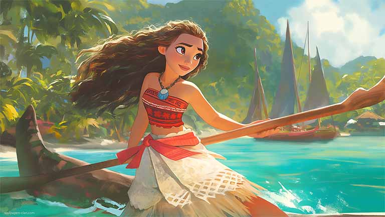 moana canoe journey desktop wallpaper cover