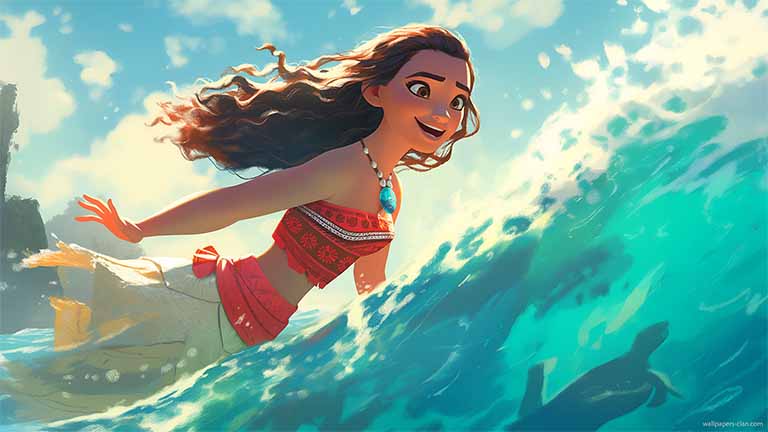 moana surfing dreamy sea desktop wallpaper cover
