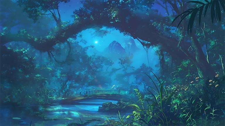 mystical forest night scene desktop wallpaper cover