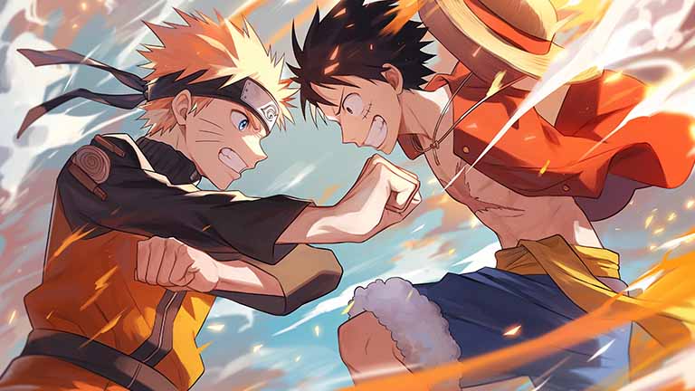 naruto one piece naruto luffy fist bump desktop wallpaper cover