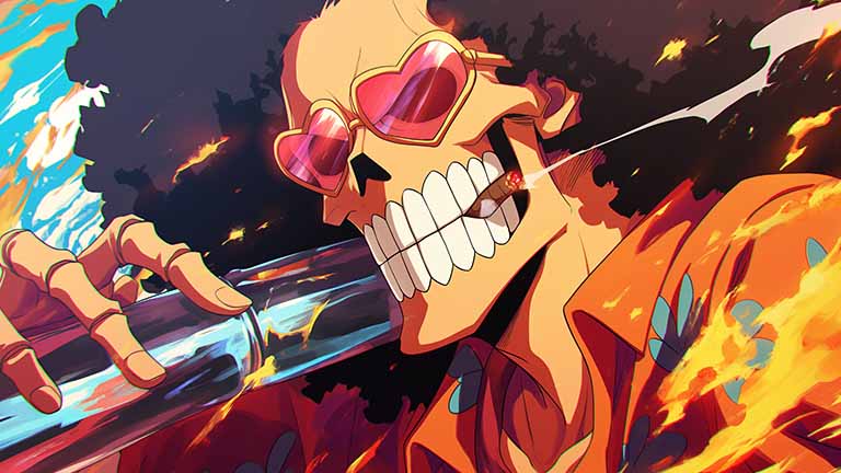 one piece brook with sunglasses desktop wallpaper cover