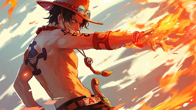 one piece portgas d ace fire fist desktop wallpaper cover