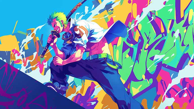 one piece zoro colorful desktop wallpaper cover