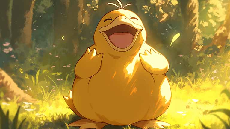 pokemon psyduck laughing desktop wallpaper cover