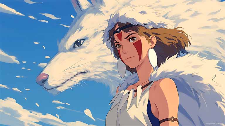princess mononoke and wolf desktop wallpaper cover