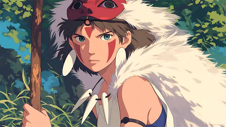 princess mononoke determined look desktop wallpaper cover