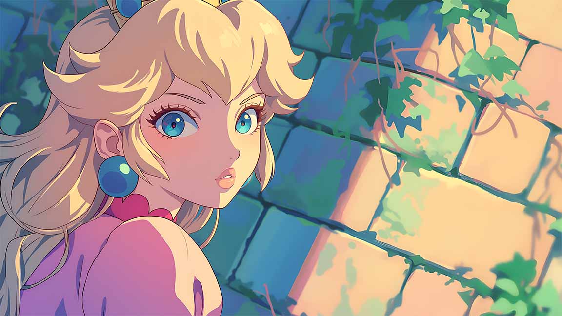 princess peach art style desktop wallpaper cover