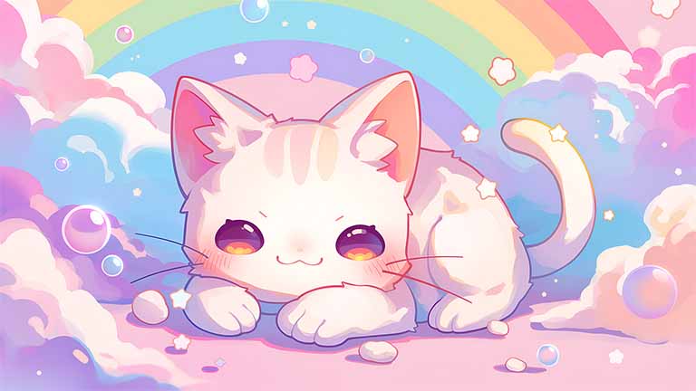 rainbow cat kawaii desktop wallpaper cover