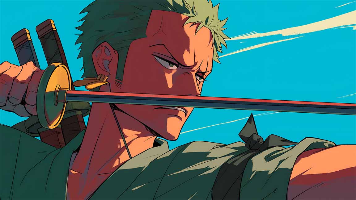 roronoa zoro swordfighter desktop wallpaper cover