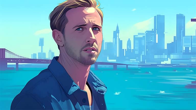ryan gosling city background movie scene desktop wallpaper cover