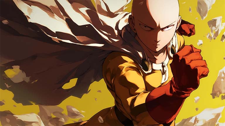 saitama one punch man action pose desktop wallpaper cover