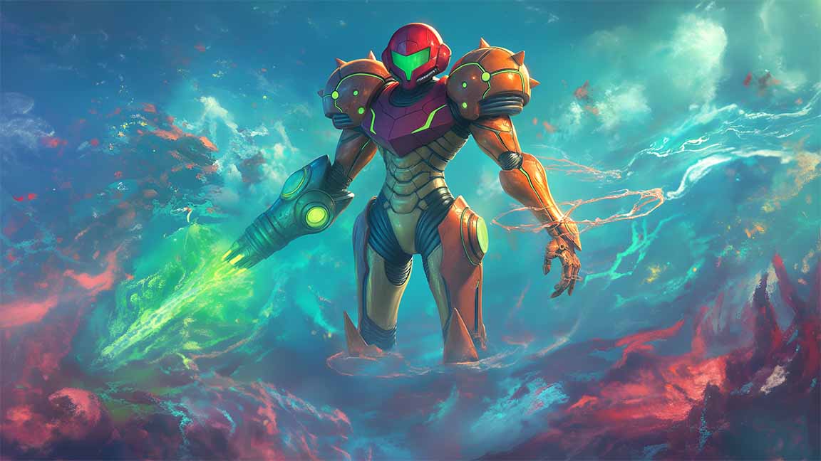 samus aran metroid energy suit desktop wallpaper cover