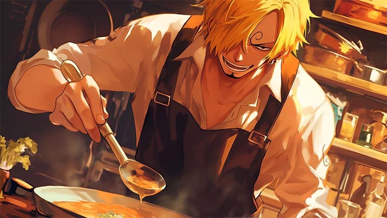 sanji chef in kitchen one piece pc wallpaper cover