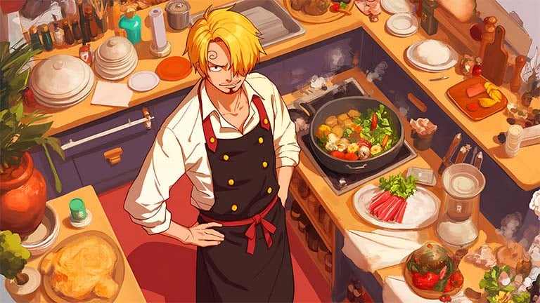 sanji cooking food one piece desktop wallpaper cover