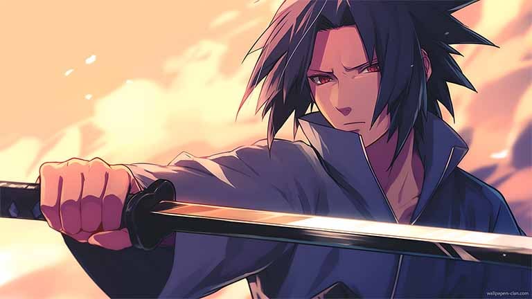 sasuke sword pose dektop wallpaper cover
