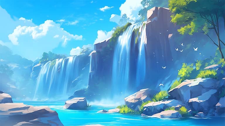 serene waterfall nature desktop wallpaper cover