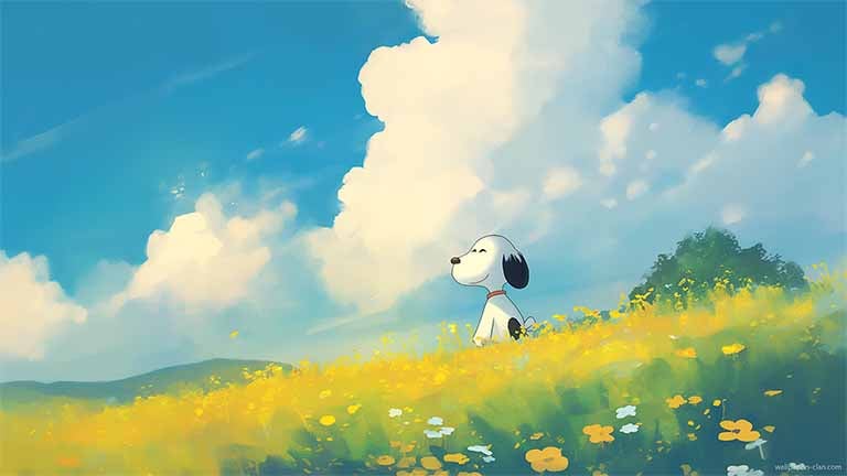 snoopy summer meadow bloom pc wallpaper cover
