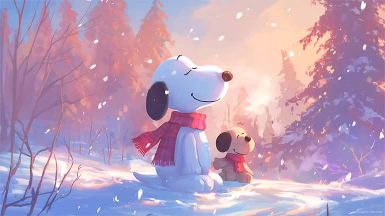 snoopy winter scenic moment desktop wallpaper cover