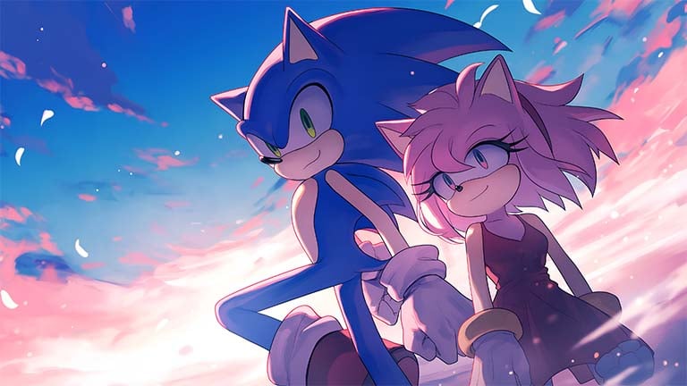 sonic amy sunset sky desktop wallpaper cover