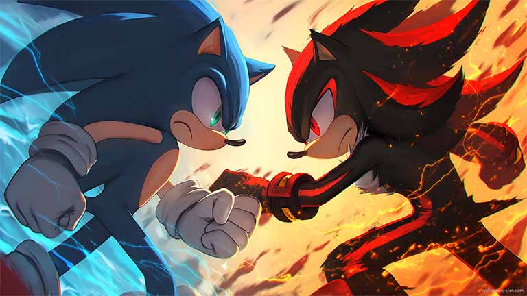 sonic vs shadow electric clash desktop wallpaper cover