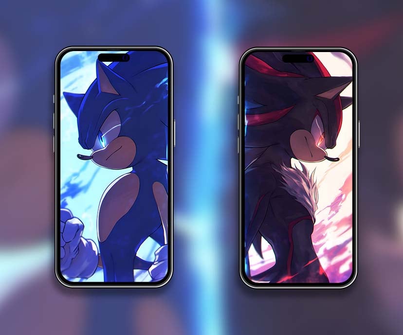 sonic vs shadow glowing matching wallpapers collection