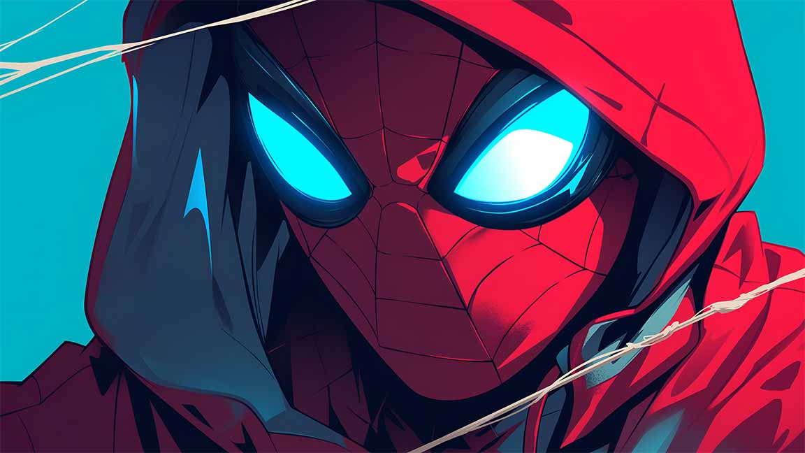 spider man with glowing eyes desktop wallpaper cover