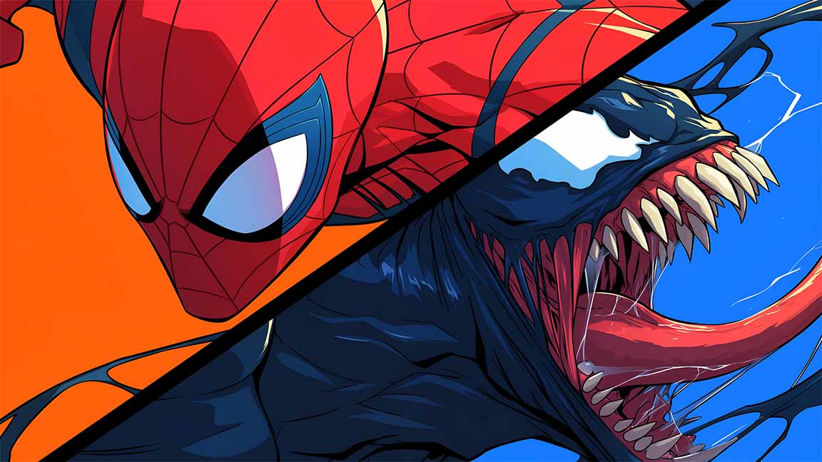 spiderman venom epic dual scene desktop wallpaper cover