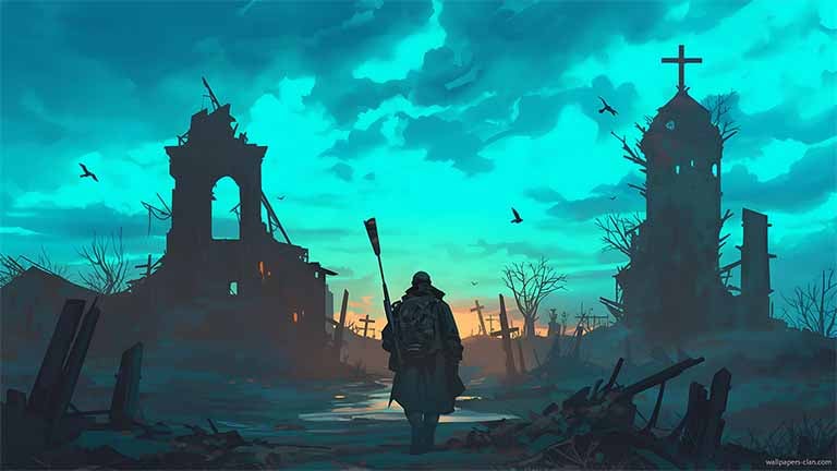 stalker haunting ruins desktop wallpaper cover