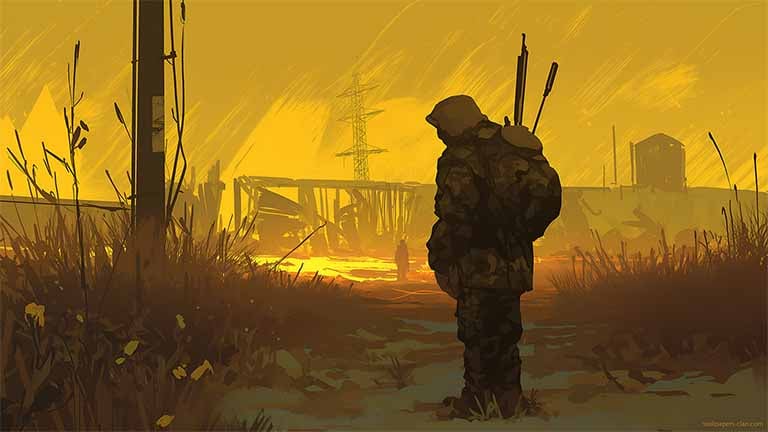 stalker yellow landscape desktop wallpaper cover