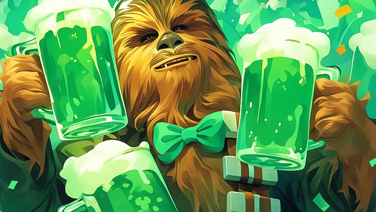 star wars chewbacca celebrating st patricks day desktop wallpaper cover