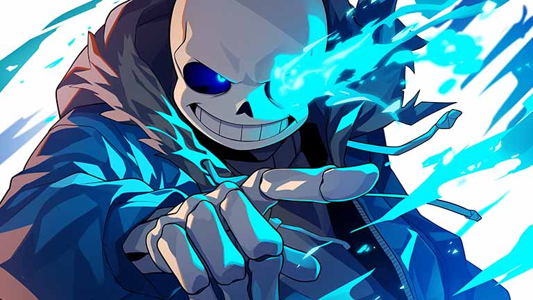 undertale sans with blue eye desktop wallpaper cover