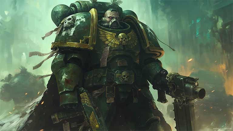 warhammer 40k dark angel green armor desktop wallpaper cover