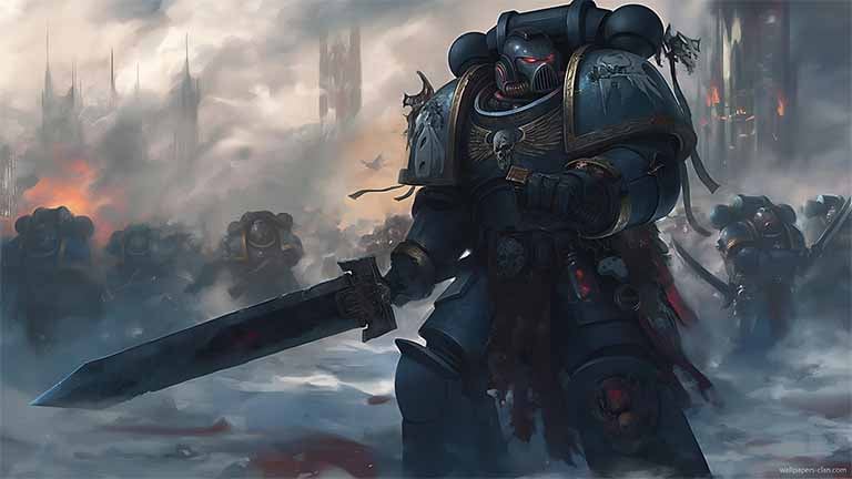 warhammer 40k knight with sword desktop wallpaper cover