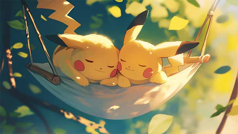 2 pikachu hammock nap laptop wallpaper cover